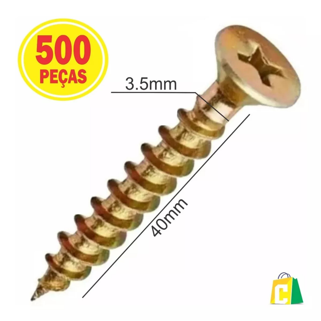 Caixa de Parafuso 3.5x40 Chipboard 500un Phillips Para Madeira Moveis MDF Drywall · foto 2