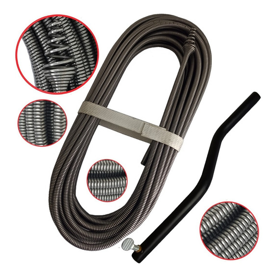 Desentupidor Manual Com Mola - 5 ou 10 Metros - Pias, Ralos, Tanques, Saída de Lavadoras