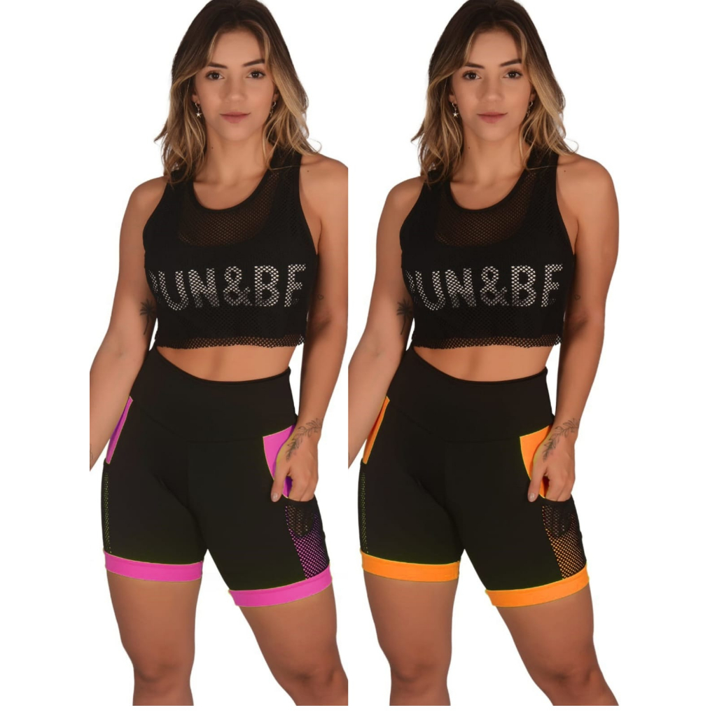 Kit 2 bermuda short fitness academia em Oferta na Shopee
