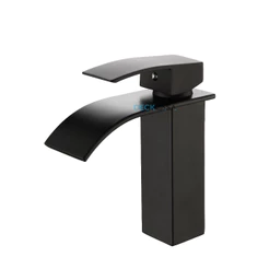 Torneira Monocomando Cascata Preta Baixa Misturador Banheiro