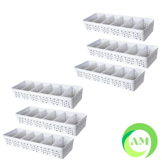 Kit 06 Cestos Organizadores Multiuso C/ 5 Divisórias Removíveis em Oferta na Shopee