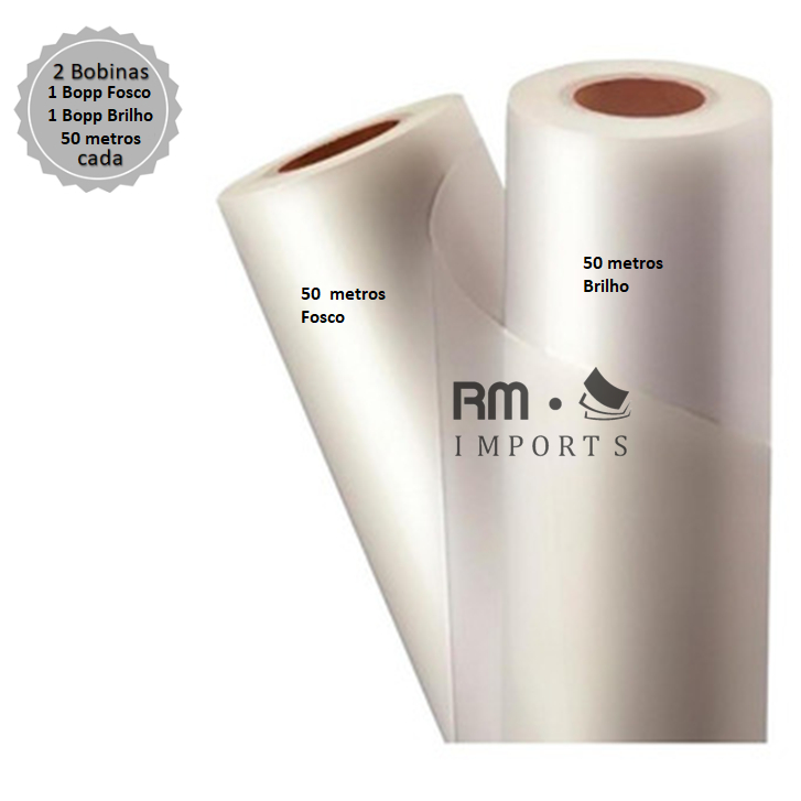 2 Bobinas Bopp - Brilho e Fosco - Bobina de 22 cm X 50 Metros cada - TOP!
