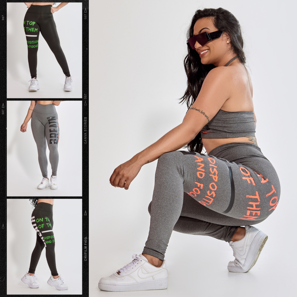 Calça Legging Leg Silk Fitness Moda Academia Suplex Ginástica Detalhe em Silk Modelos Diversos