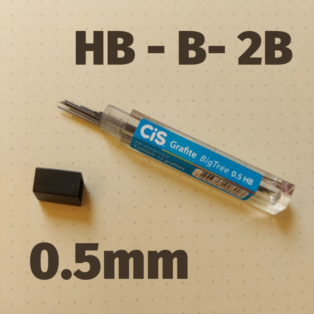 Grafite Cis para Lapiseira 0.5 HB, B ou 2B - 12 Unidades