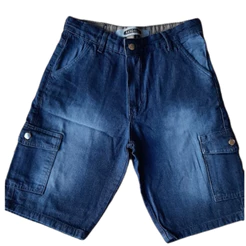 Bermuda Masculina jeans preta Cargo plus size 100% algodão cód.296/357