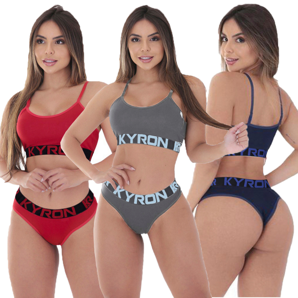 Conjunto Kyron Underwear Feminino Calcinha + Top em Oferta na Shopee