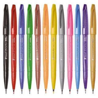 Caneta Brush Sign Pen Touch Diversas Cores Escolar Escritório Pentel