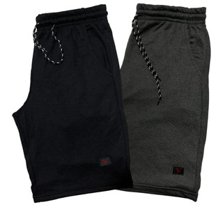Kit 2 Bermudas Moletom Masculina Lisa Sortidas Desenho Academia Treino 100% Algodão