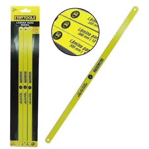 Lâmina Para Arco De Serra Serrinha 24 Dentes 300mm Aço Carbono Unidade ou kit Com 3 Peças Na Cartela Startools