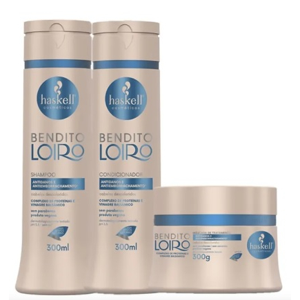 Kit Bendito Loiro Haskell Shampoo 300ml + Condicionador 300ml + Máscara 300gr em Oferta na Shopee