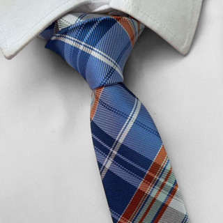 Gravata Xadrez Slim Fit Azul