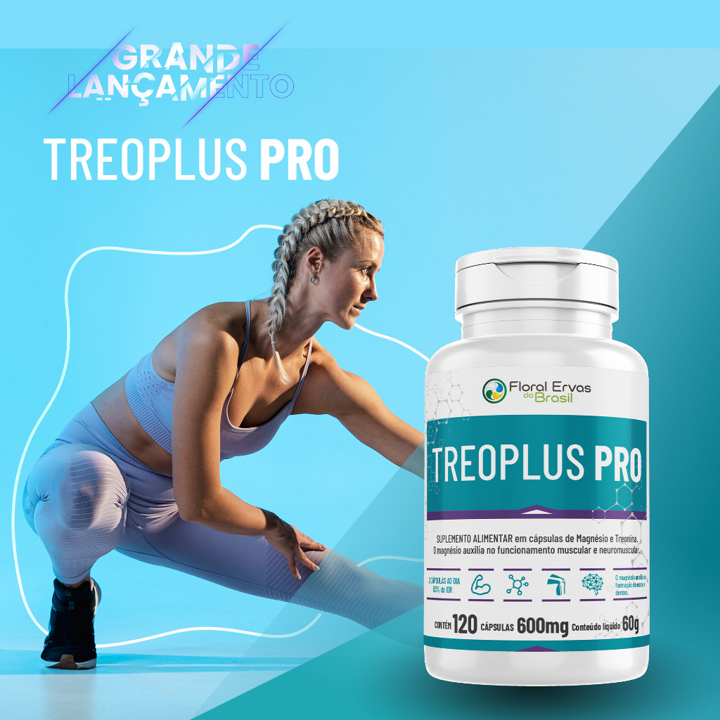 TreoPlus Pro 120 Cáps 5 Magnésio L-treonato Dimalato Quelato Cloreto Óxido