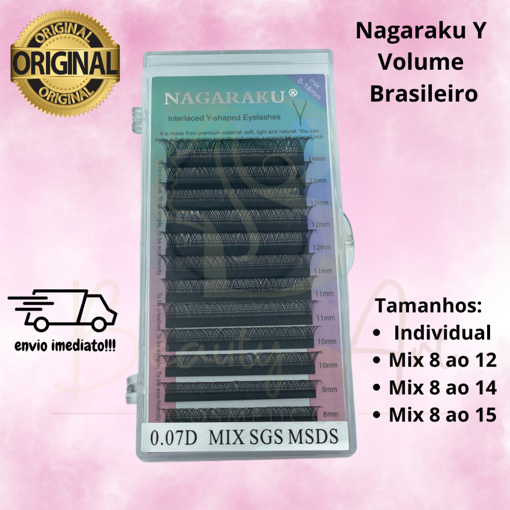 Cílios Y Nagaraku Volume Brasileiro Original Mix e Individual Curvatura C e D Cílios YY Nagaraku