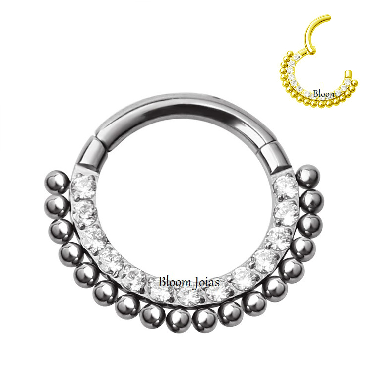Piercing Titânio Argola Indiana Articulada Clicker com Zircônias Daith Septo em Oferta na Shopee