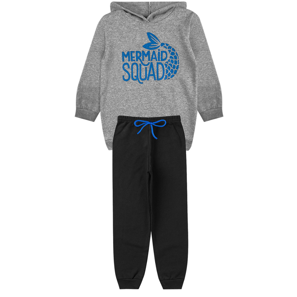 Conjunto Moletom Infantil MENINA Mescla Sereia com Capuz