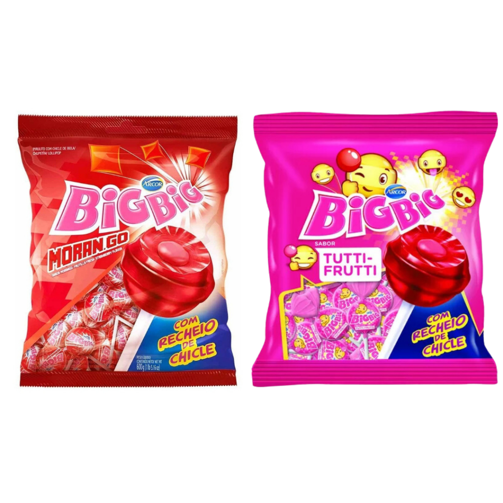 Pirulito big big Tutti - Fruitt + Morango / Recheio De Chiclete 500g - Arcor