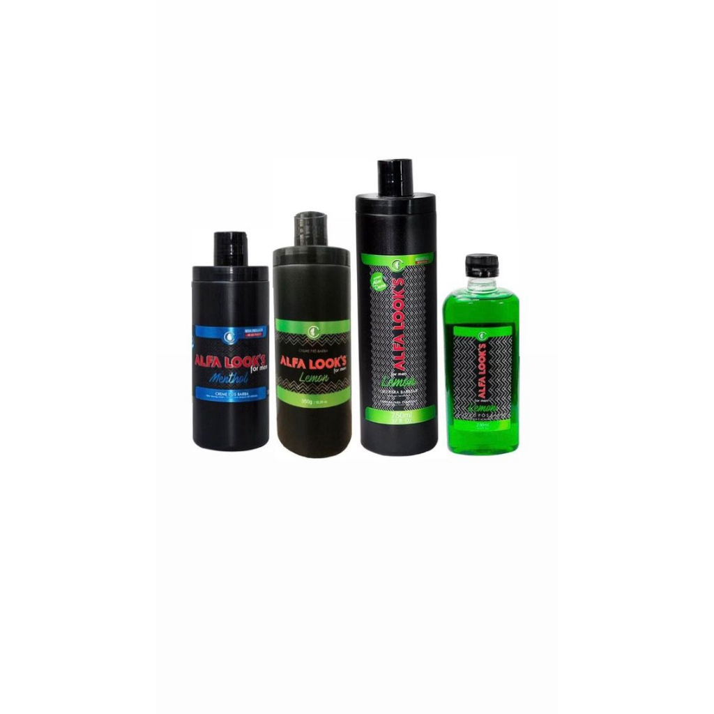 Kit Terapia Creme Pós-Barba Menthol - Creme Pré-Barba Lemon - Shaving Gel Lemon - Loção Pós-Barba Lemon