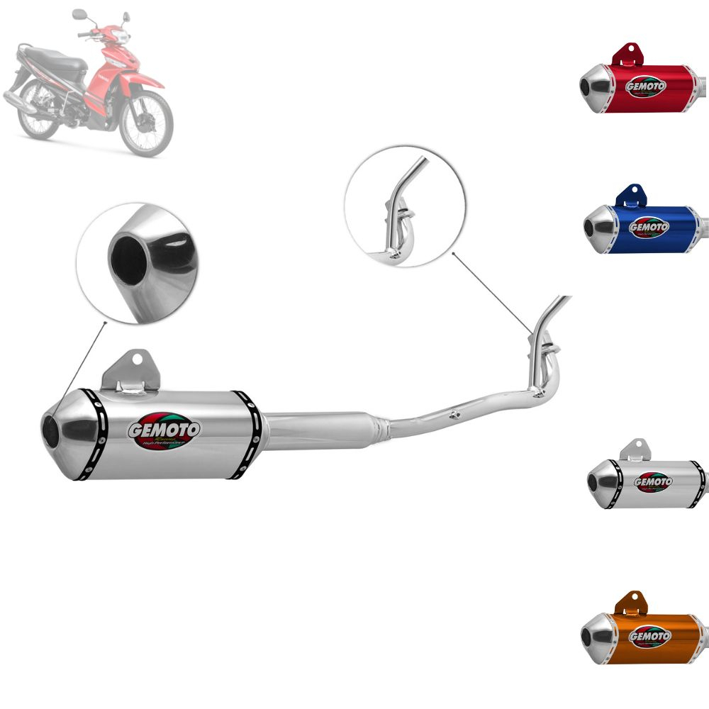 Escapamento Escape Gemoto Racing 3 Trioval Para Moto Crypton 2010 2011 2012 2013 2014 2015 2016