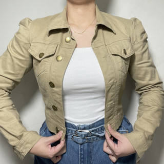 Jaqueta Jeans colorida com barra manga Bufantes Lycra