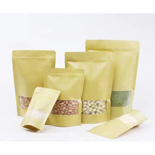 Kit 10 Sacos de Papel com Visor Stand Up Pouch Zip Embalagens Atacado