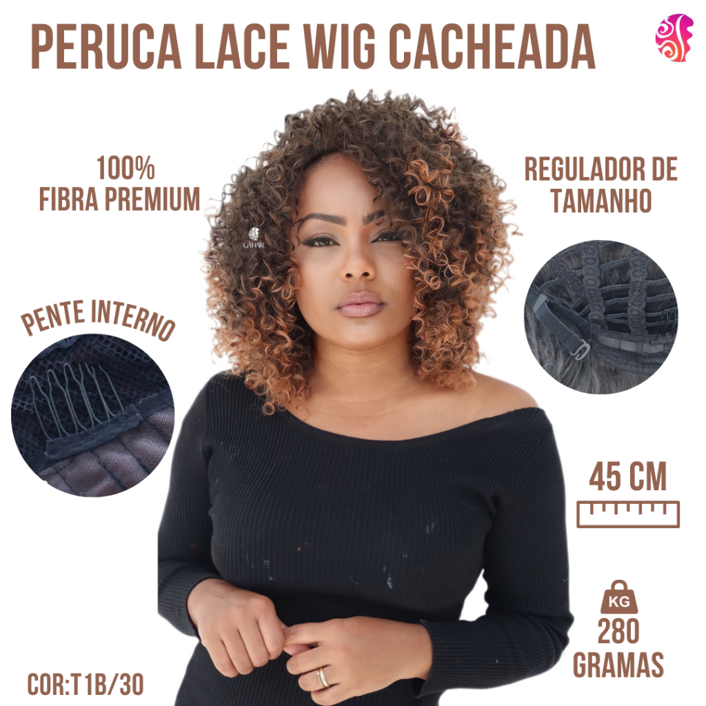 Peruca Lace Wig Cabelo Cacheado De Fibra Organica Premium Human Hair Yan Hair — imagem 2 de 2