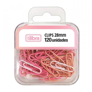 Clips 28mm Rosa Pastel c/120 unid - Tilibra em Oferta na Shopee