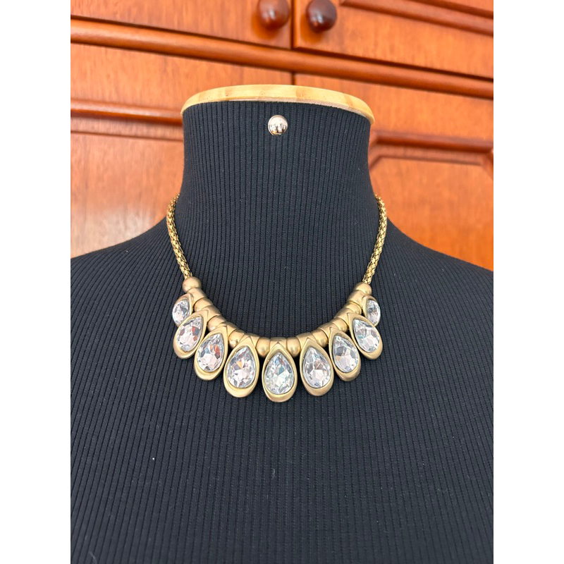 Colar Dourado Biju Acessorios Elegante Missanga Verde Maxi Colar Acessório Moda Fashion Biju, brechó
