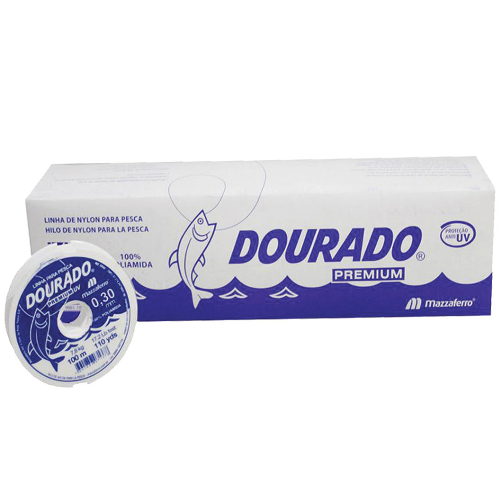 LINHA DE PESCA 0,70MM DOURADO PREMIUM MONOFILAMENTO BRANCA 10 UNIDADES