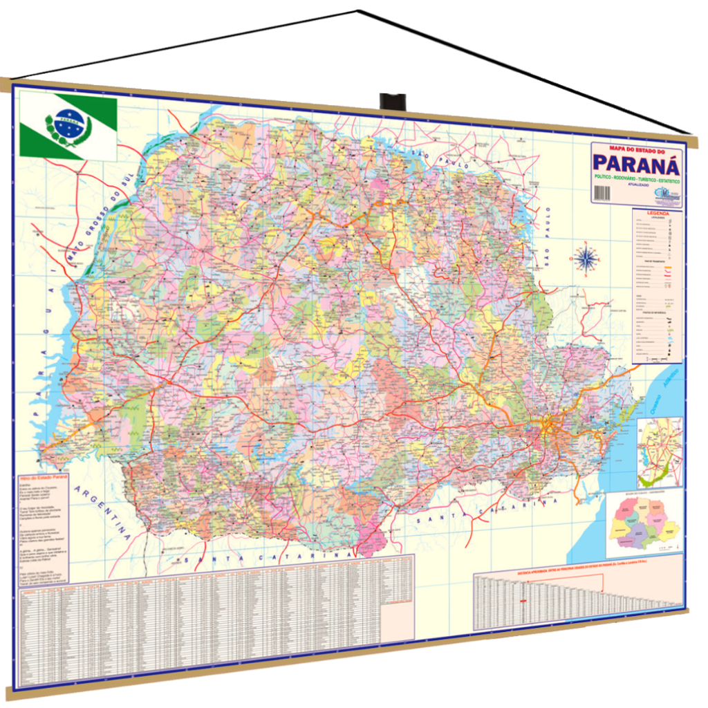 Mapa Estado Do Paraná Politico Geográfico Banner Atlas Poster Geografia