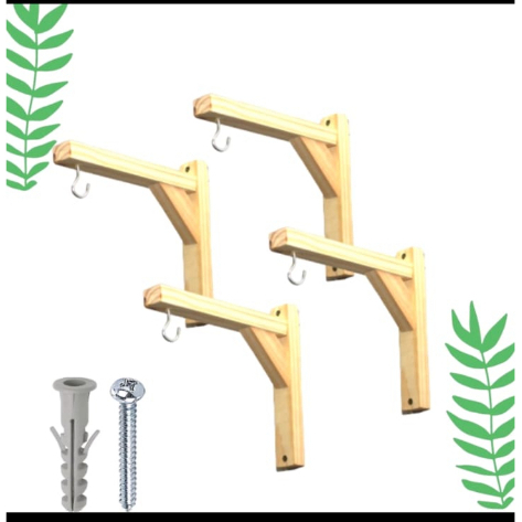 kit 10 mãos francesas Suporte Plantas / flores e vasos luminarias, iluminação lustres Macramê Mão francesa Madeira Pinus Com Buchas e Parafusos 20x20 ideal para decoração e organizador de jardins cozinhas quartos banheiros decoração da casa em geral