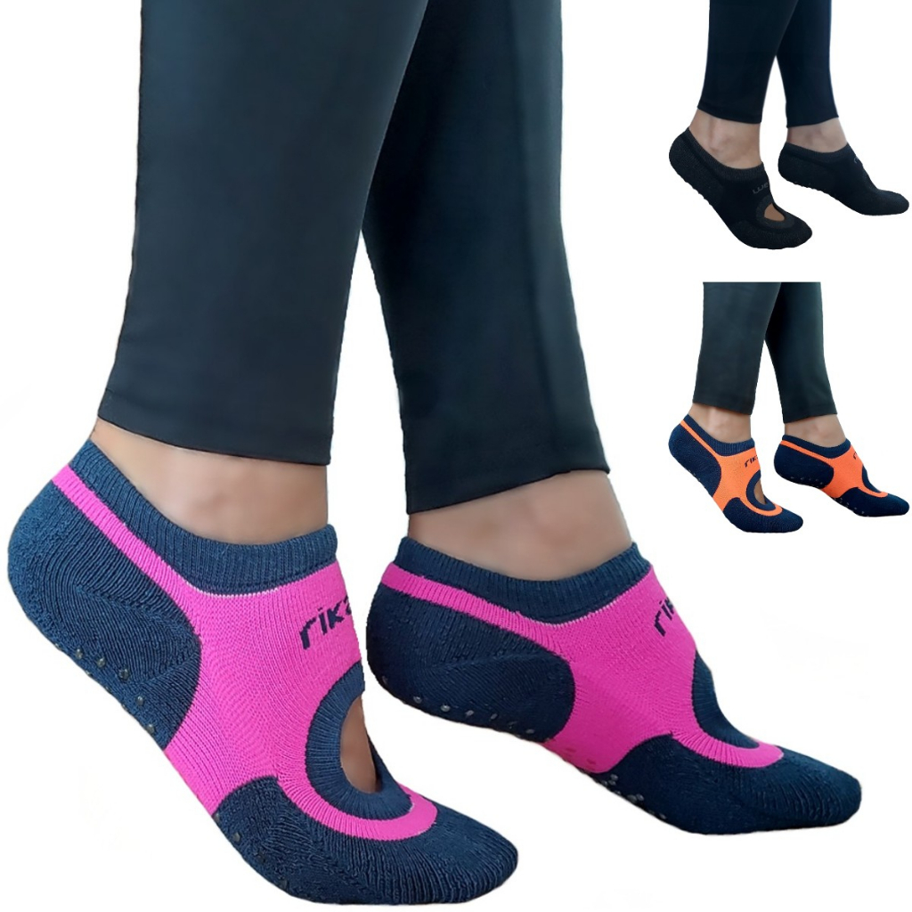 Kit 3 Pares Meia Sapatilha Pilates Fitness Sem Costura