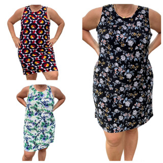 Kit 2 Vestidos Feminino Malha Fria Estampado de LIganete sem Manga Vestido Leve e Fresco