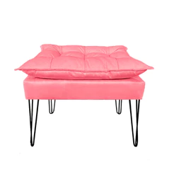 Puf Puff Decorativo Luxo Suede Opala Varias Cores Pés de Ferro Preto Brilhante Para Penteadeira
