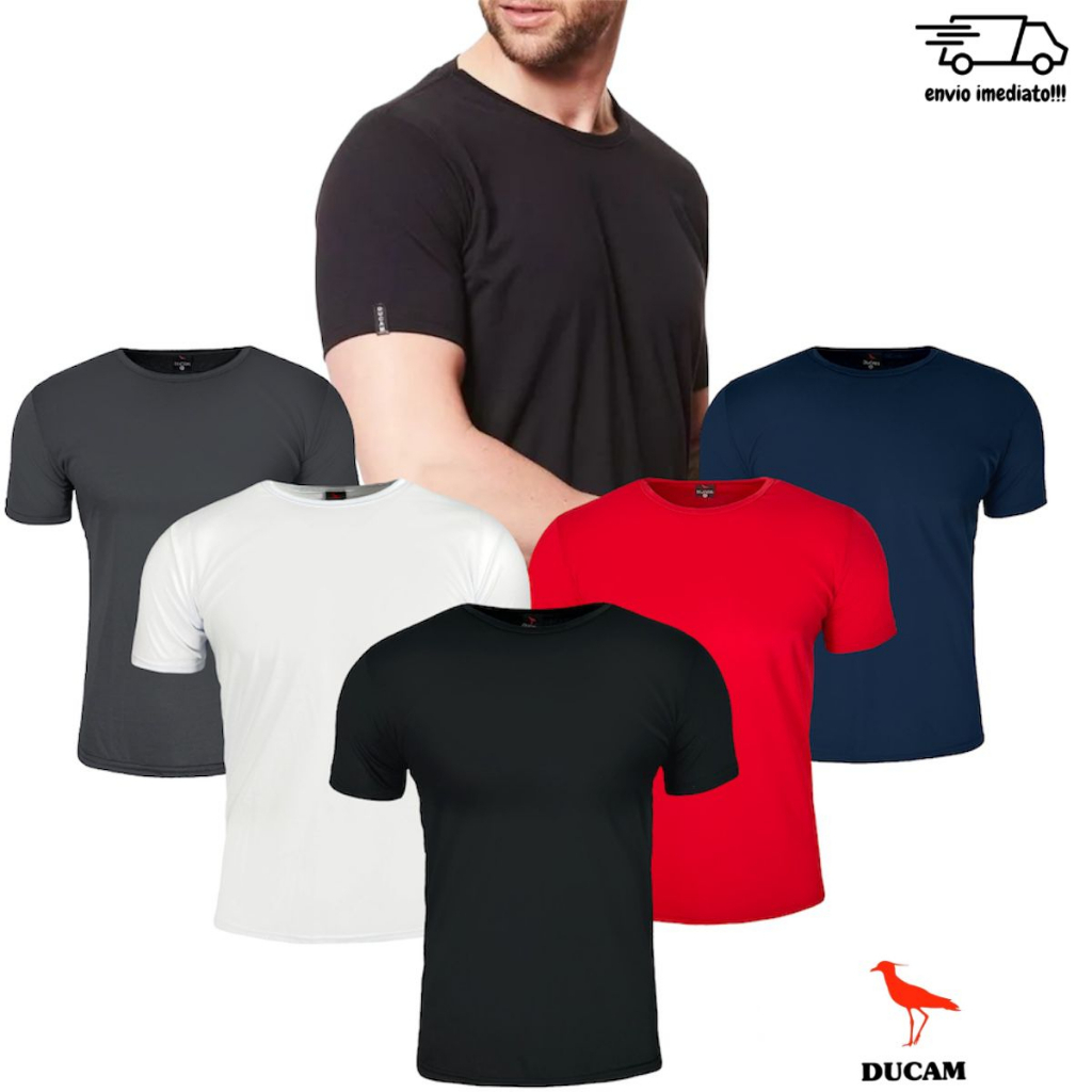 Kit 5 Camiseta Masculina Básica Lisas Confortável Novas Academia Treino Ducam - Men Clothes