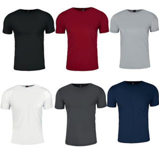 kit 5 Camisa Masculina Básica Lisas Casual Revenda Gola Redonda Algodão 30.1