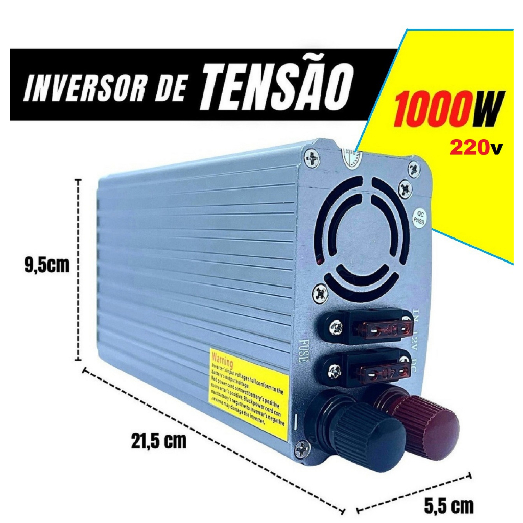 Detalhes do Inversor Conversor 12V para 110/220V Potência 1000W Veicular Transformador Tensão Energia Leboss