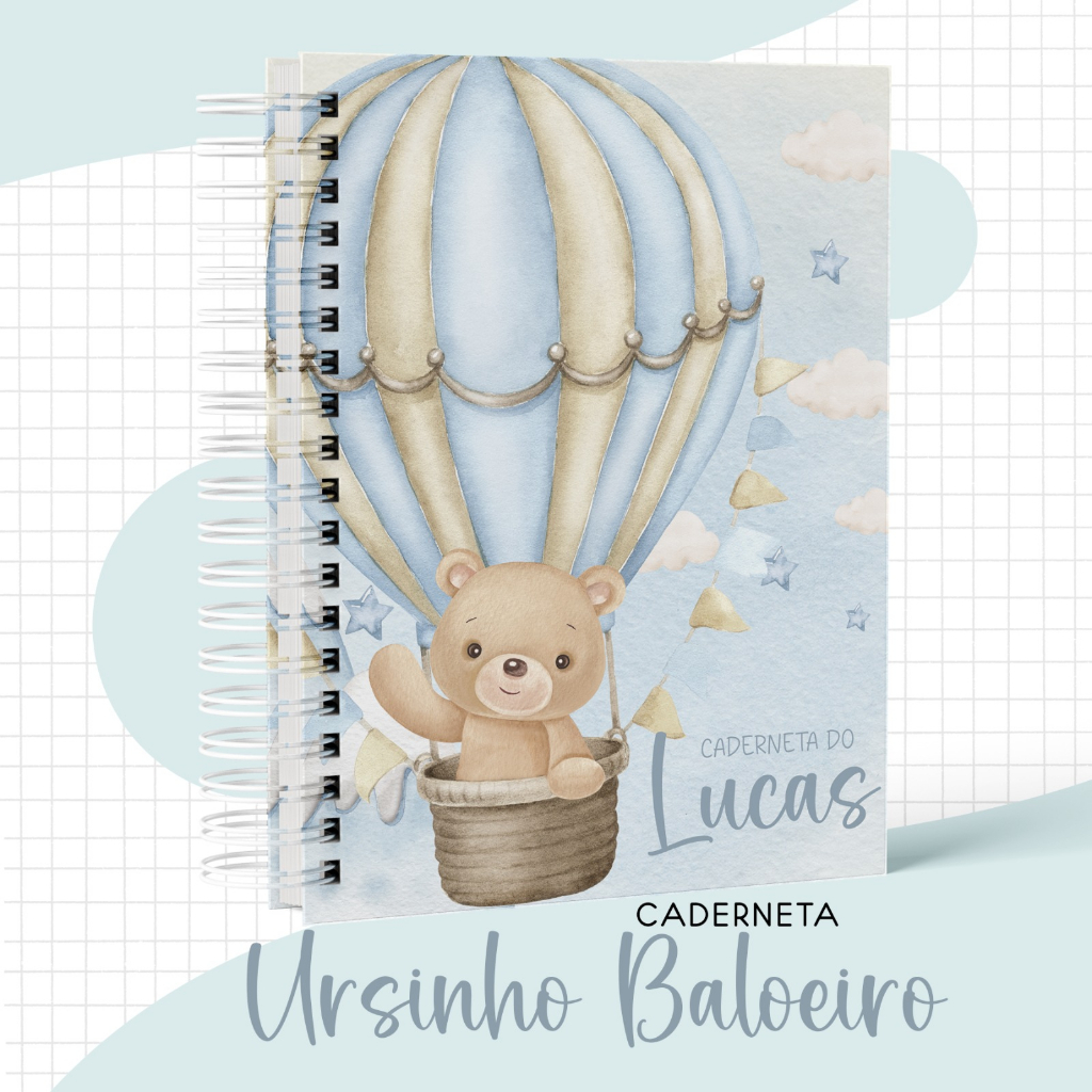 Caderneta de Vacina Personalizada Ursinho Baloeiro