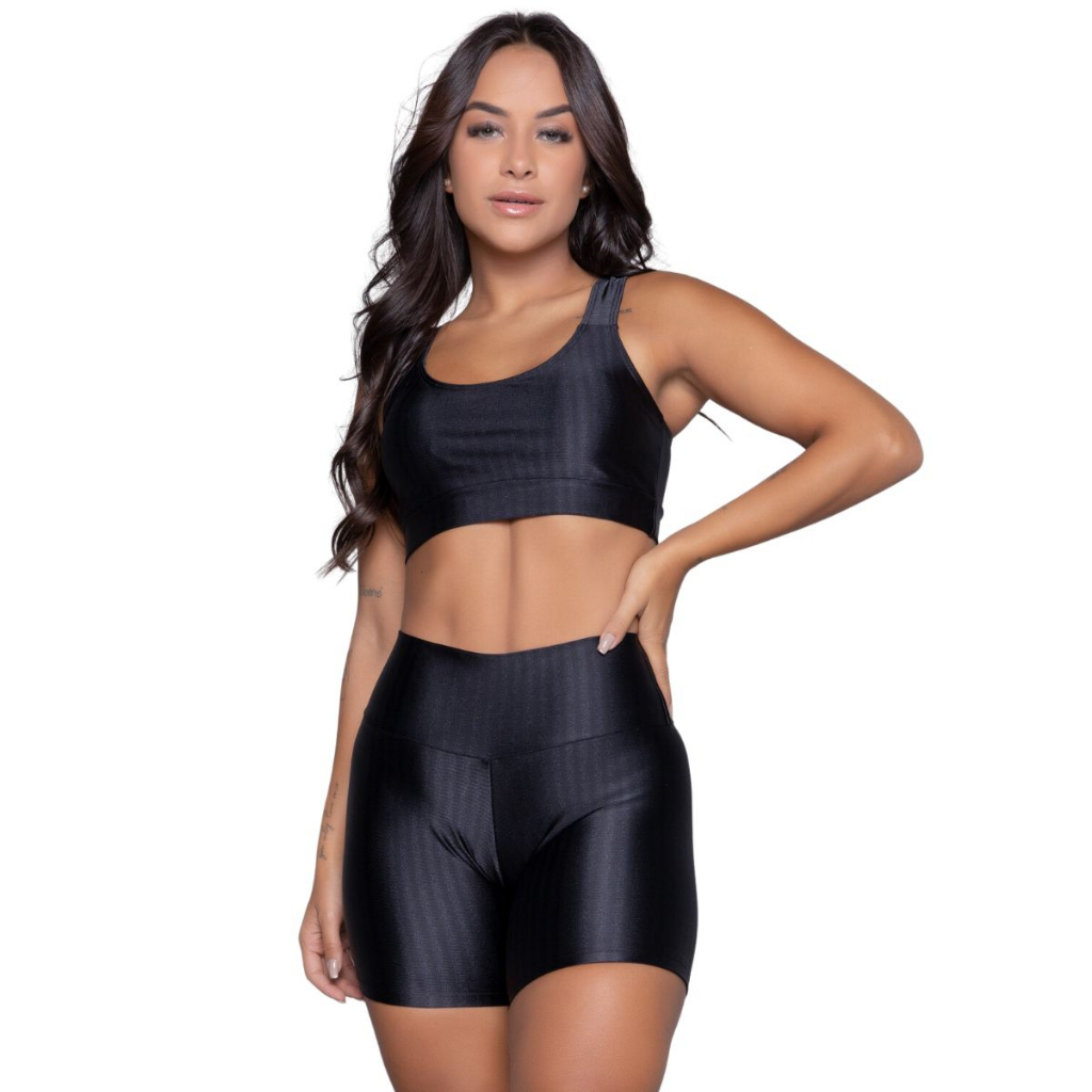 Conjunto Fitness WLS Modas Top Bojo Removível e Short New Zig