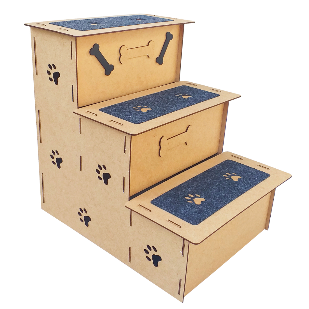 Escada pet 3 degraus cachorro gato carpete antiderrapante para cães subir cama e sofá