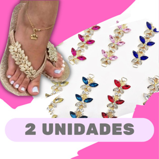 Par de Cabedal para Customização de Chinelos e Sandalias Pedraria C39 em Oferta na Shopee