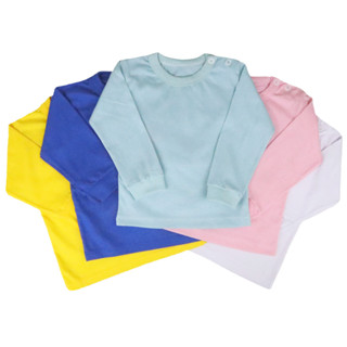 Camiseta Manga Longa Infantil Kit C/2 Peças Bebê Básica Lisa