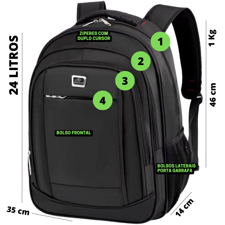 Mochila Resistente Executiva Trabalho Notebook Preta