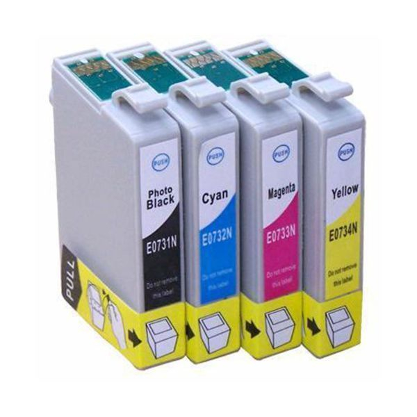 Kit 04 Cartucho Novo 73n Tinta Compatível T731 T732 T733 T734 Para Impressora Epson Cx8300 Tx300f Tx400
