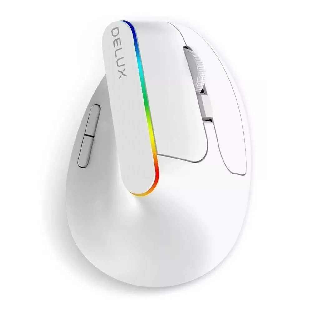 Mouse Delux M618c Branco Ergônomico Vertical Sem Fio