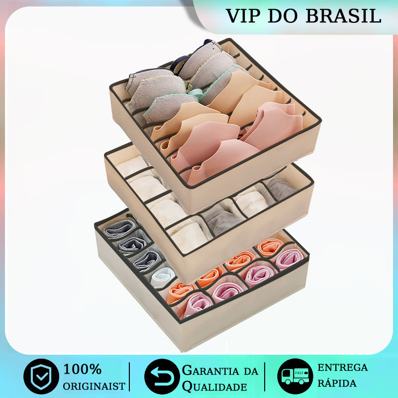 de roupas íntimas de armário simplificado, bege | Caixa de armazenamento de pano dobrável dobrável, cômoda, gaveta, organizador, divisor, cubo, cesta, caixas, recipientes para lingerie, roupas, sutiãs, meias, gravatas