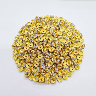Rondela de Strass Dourada 8mm (50 Peças)