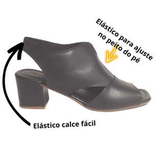 Sandália Salto bloco, Salto Grosso 6 cm, casual - clássica confortável