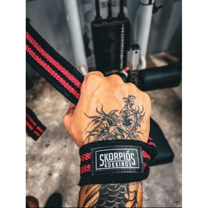 Par Straps 100% algodão preto com VERMELHO para academia, cross fit e musculação. em Oferta na Shopee