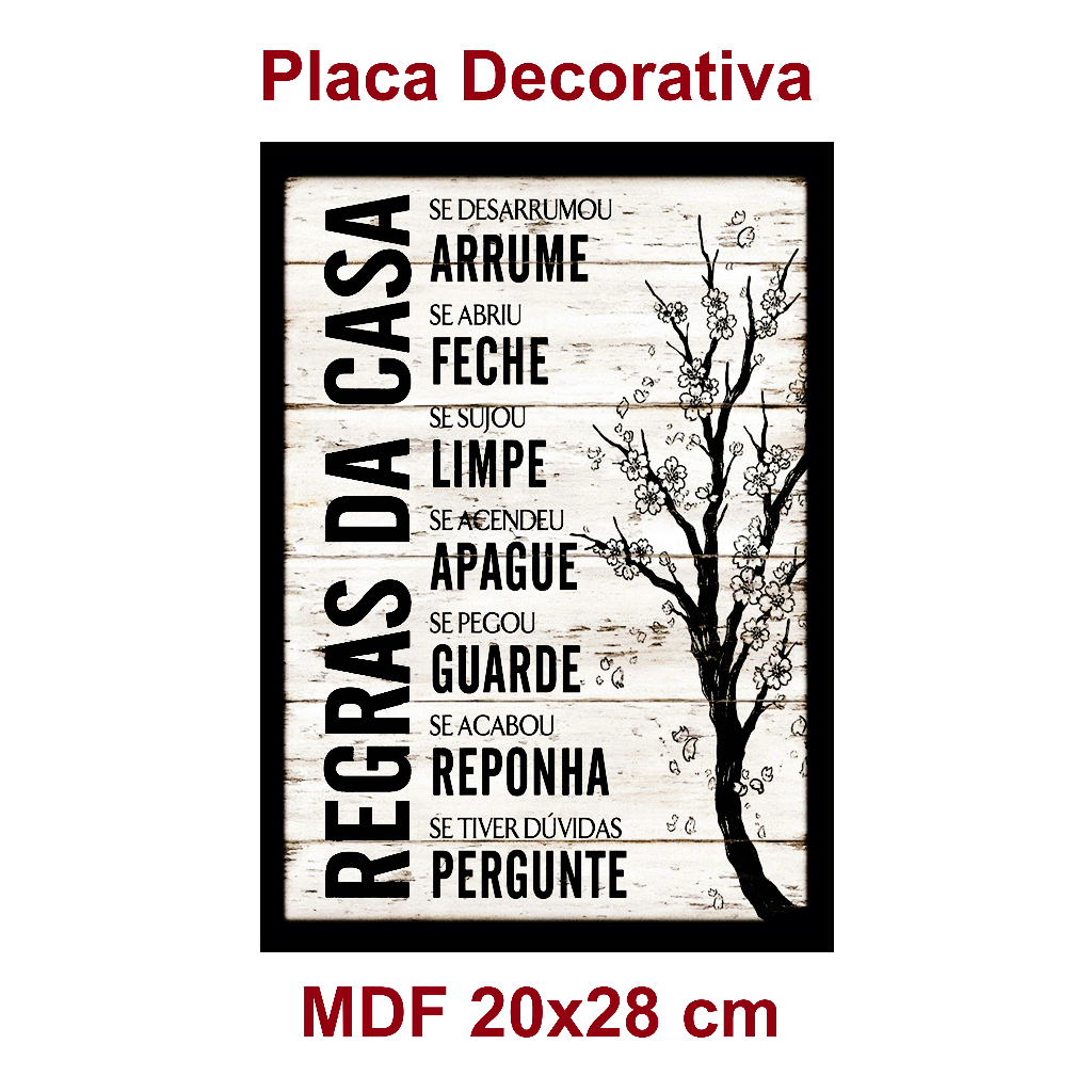 Placa Decorativa Quadro Regras Da Casa em Oferta na Shopee