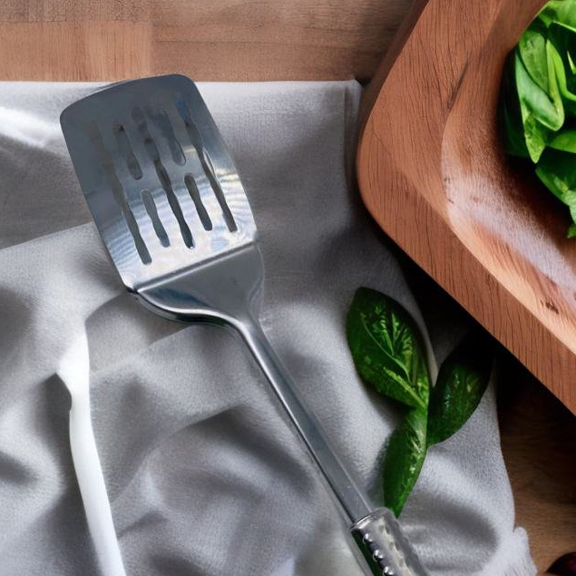 Espátula Gourmet em Inox para Fritura Chapa Vazada 31,5 Cm Multiuso Universal Ke Home em Oferta na Shopee
